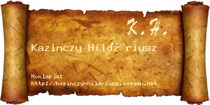 Kazinczy Hiláriusz névjegykártya